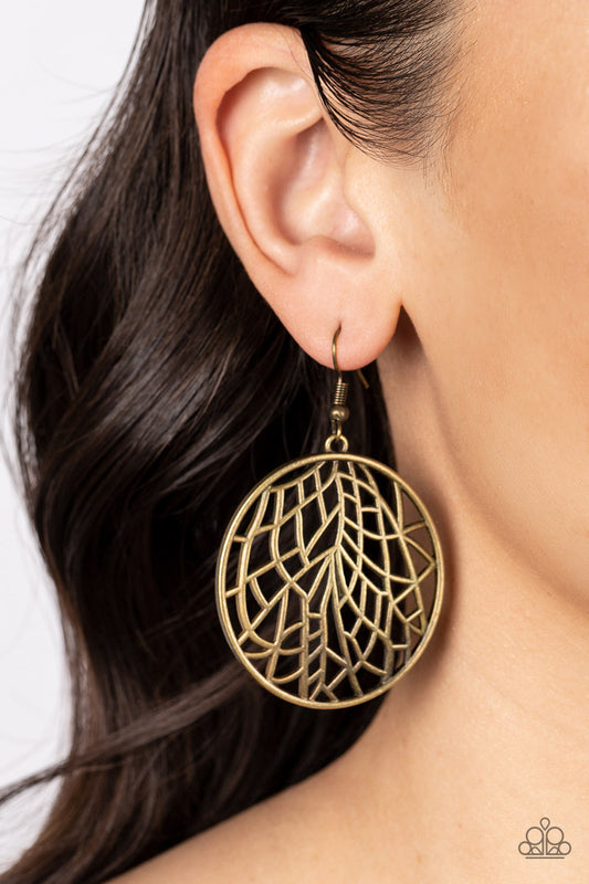 Fractured Foliage Brass Earrings (Yellow 135)