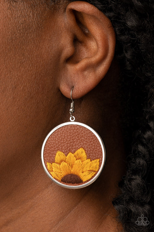 Sun-Kissed Sunflowers Brown Earrings (Pinky 181)