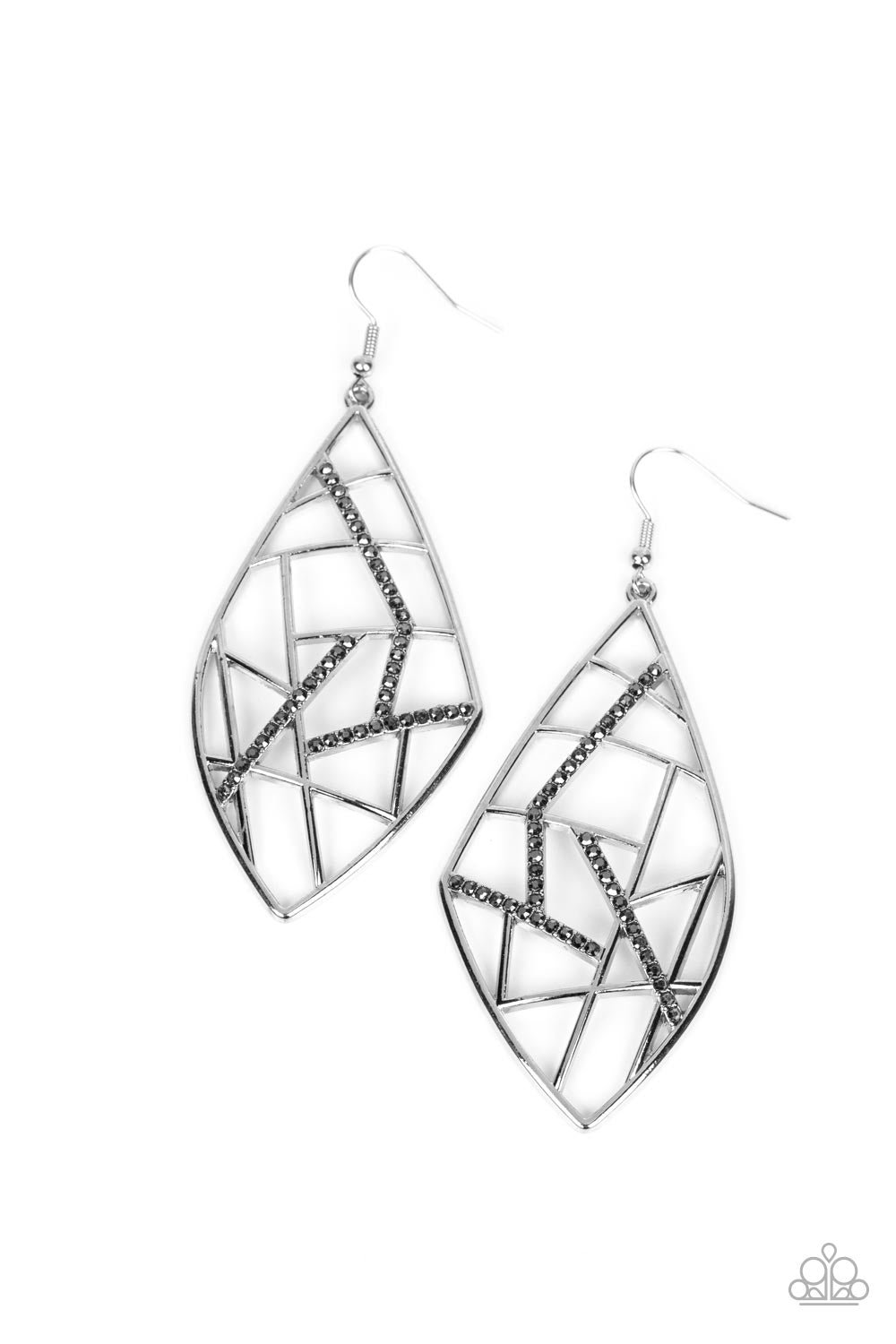 Geo Grid Silver Earrings (Pinky 120)