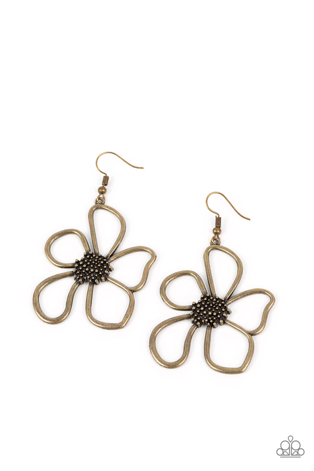 Wildflower Walkway Brass Earrings (Pinky 186)