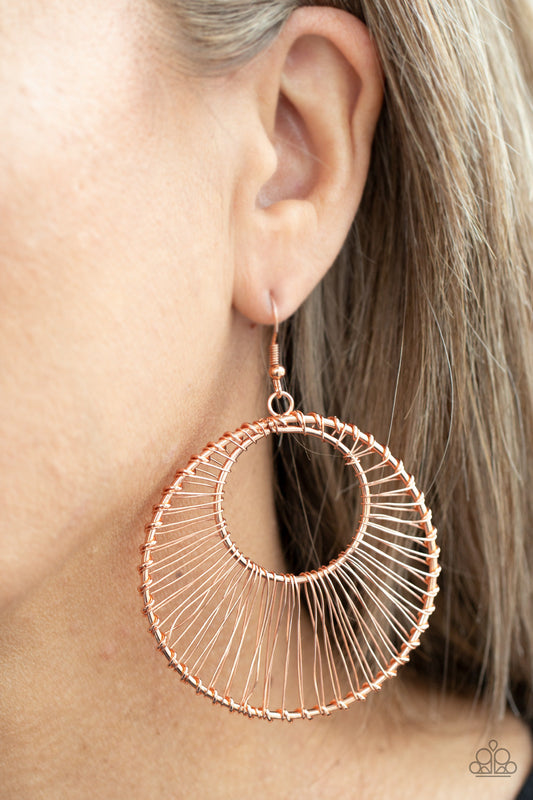 Artisan Applique Copper Earrings (Yellow 199)