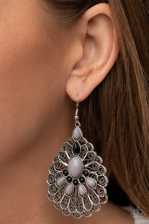 Peacock Prance Silver Earrings (Brown 26)