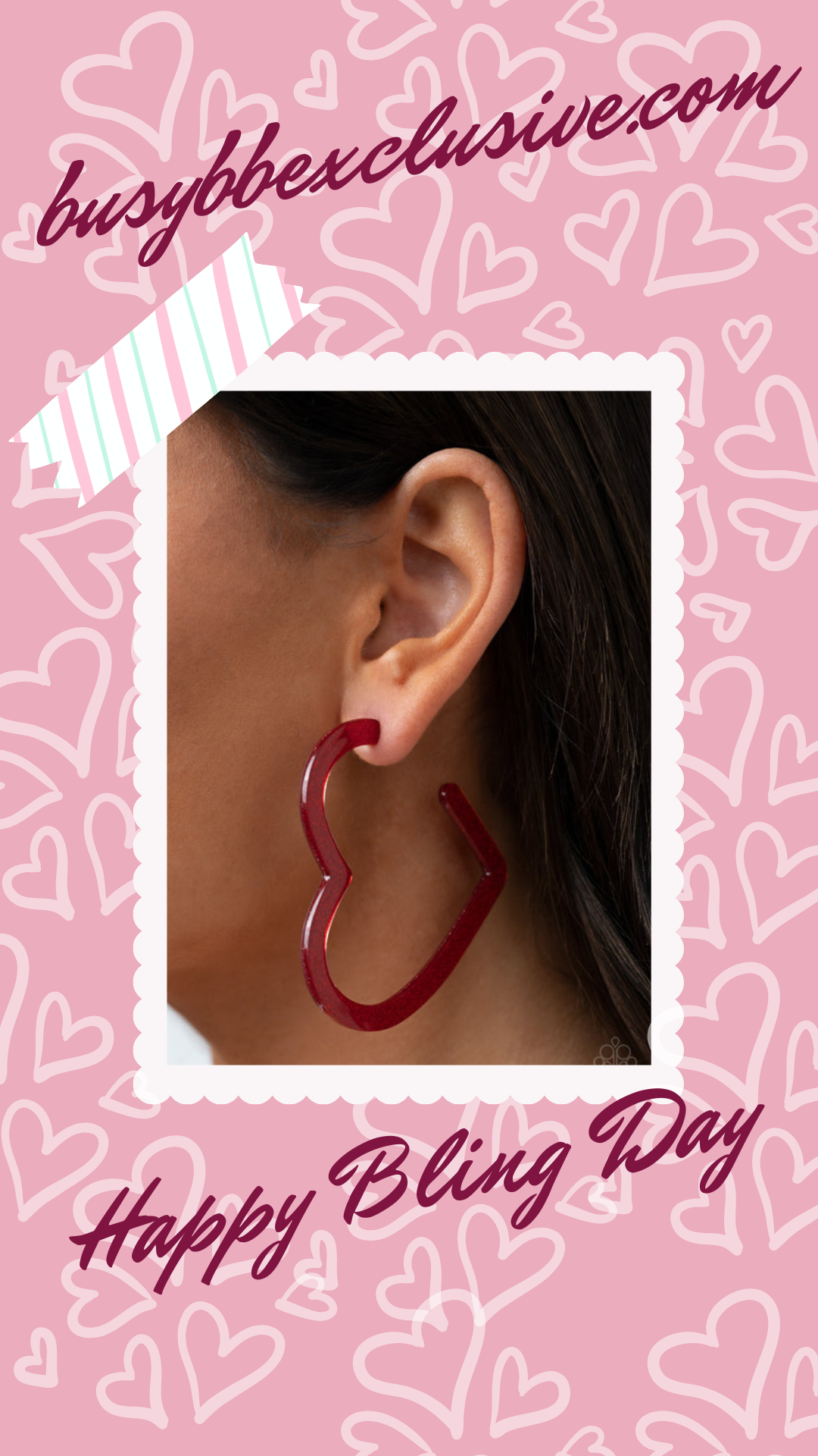 Heart-Throbbing Twinkle Red Hoop Earrings (Orange 1122)