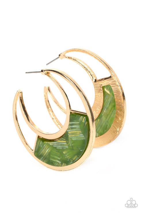 Contemporary Curves Green Earrings (Orange 1056)