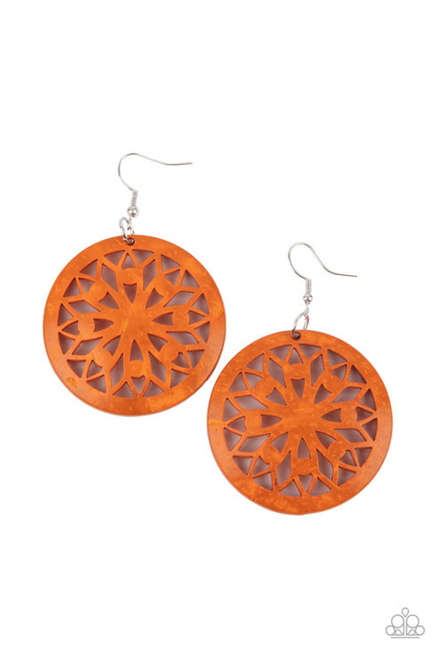 Ocean Canopy Wooden Orange Earrings (Orange 5)