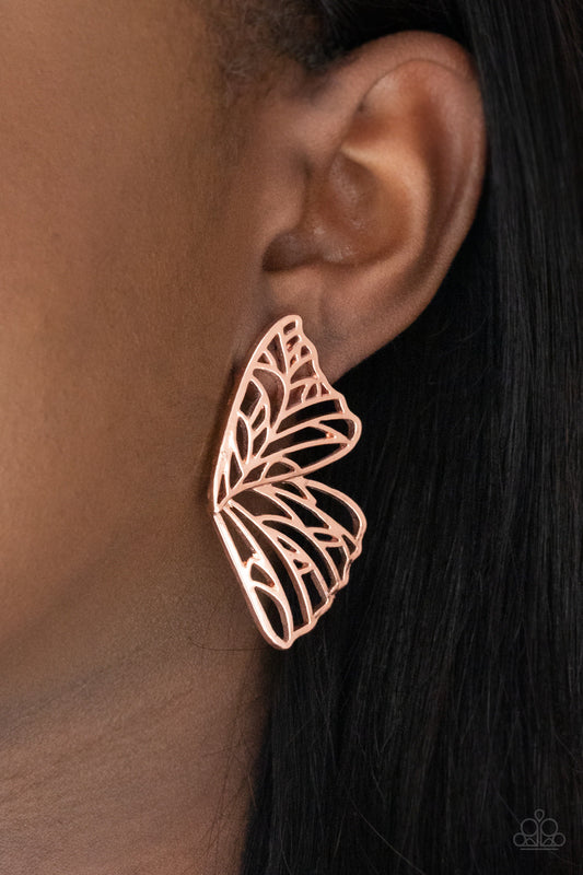 Butterfly Frills Copper Earrings (Orange 1287)