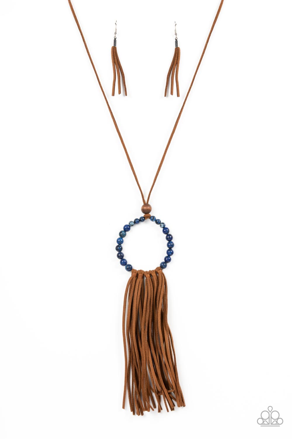 Namaste Mama Blue Necklace & Let It Slide Earrings (Orange 1921)