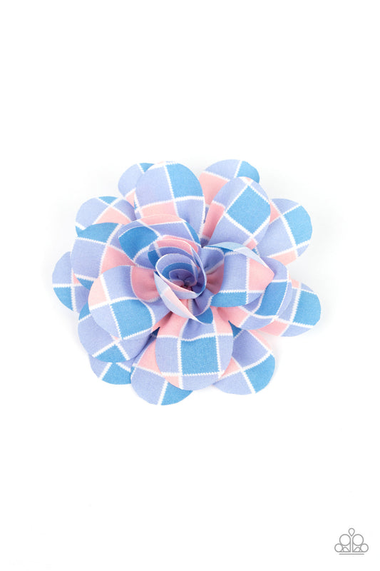 Gingham Garden Blue Hair Clip (Yellow 1680)