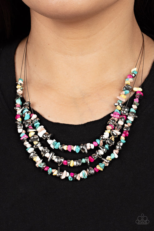 Placid Pebbles Multi Necklace (Purple 1003)