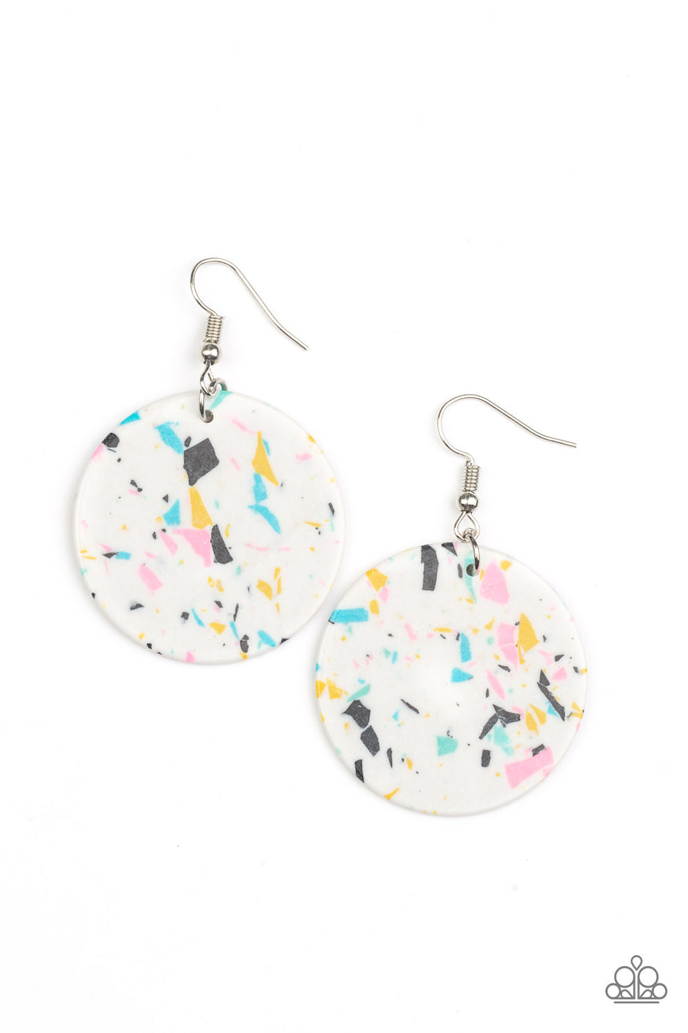 Tenaciously Terrazzo White Earrings (Orange 1503)