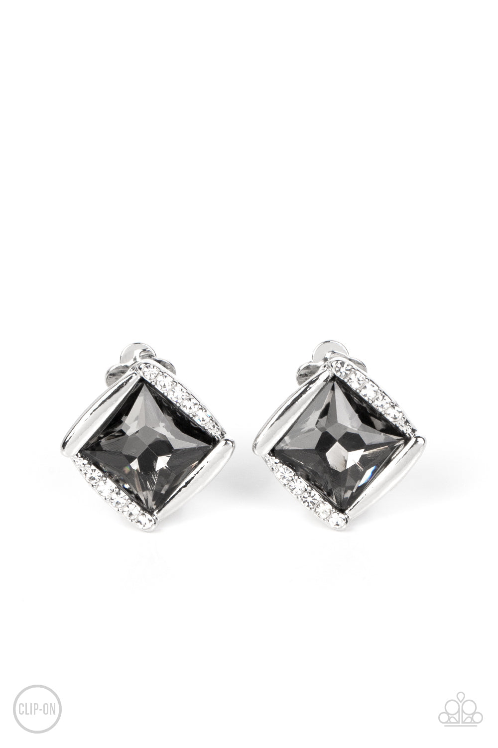 Sparkle Squared Silver Earrings (Orange 1940)