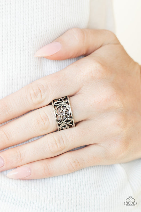 Di-Vine Design Silver Ring (Orange 1458)