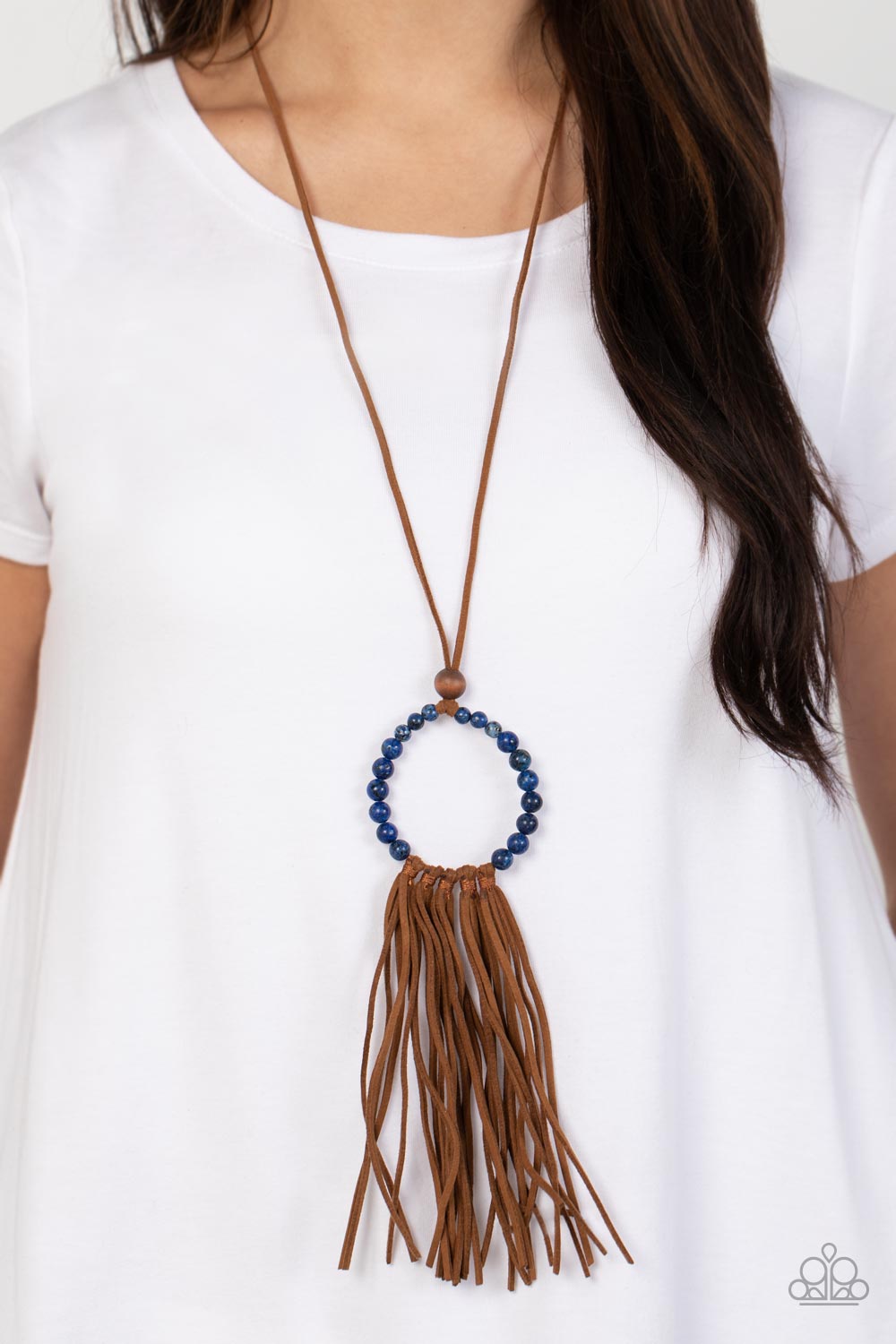 Namaste Mama Blue Necklace & Let It Slide Earrings (Orange 1921)