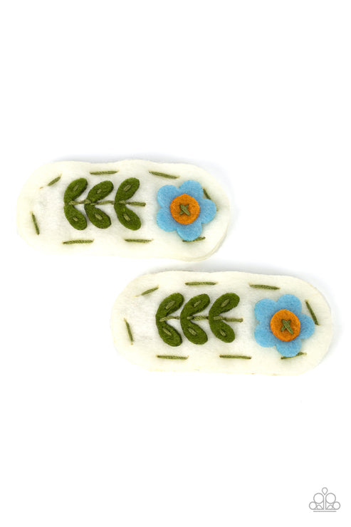 Floral Whimsy Blue Hair Clip (Orange 1081)