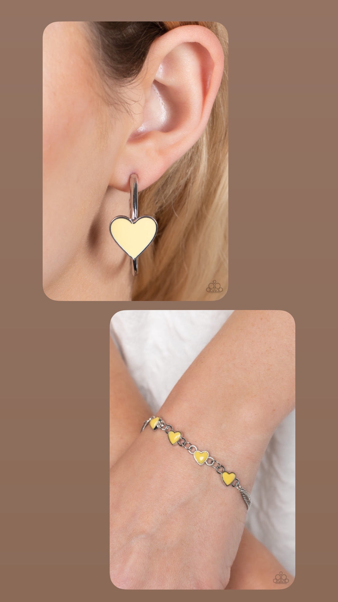 Kiss Up Yellow Earrings & Smitten Sweethearts Bracelet (Yellow 99)