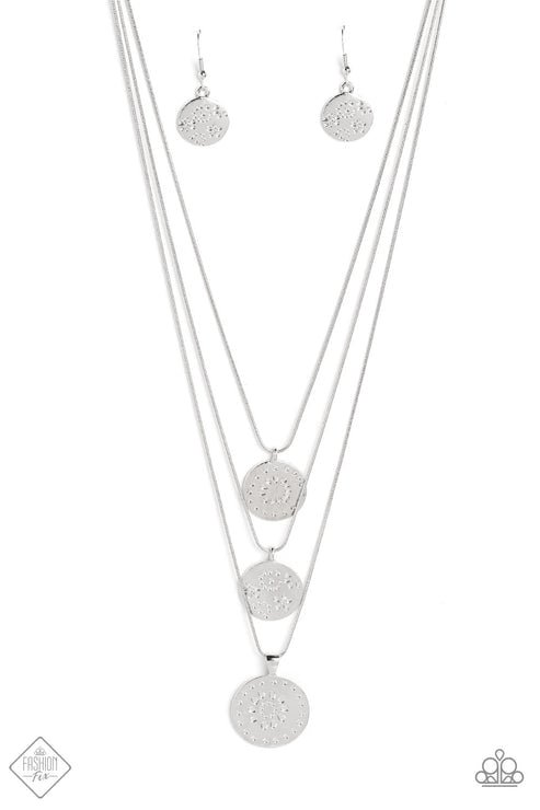 Caviar Charm Silver Necklace (Orange 1484)