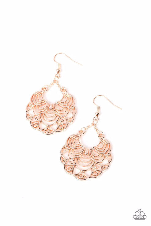 Frilly Finesse Rose Gold Earrings (Orange 1359)