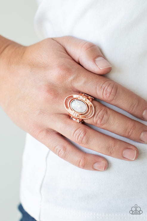 Paparazzi Accessories Peacefully Pristine Rose Gold Ring (Orange 1213)