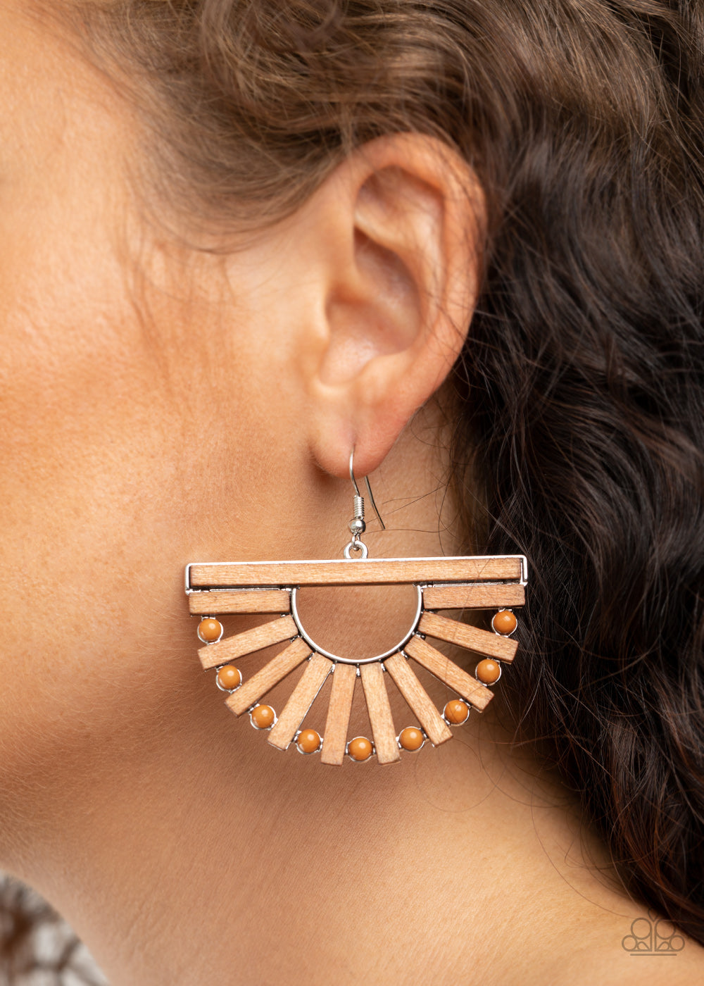 Wooden Wonderland Brown Earrings (Orange 1944)