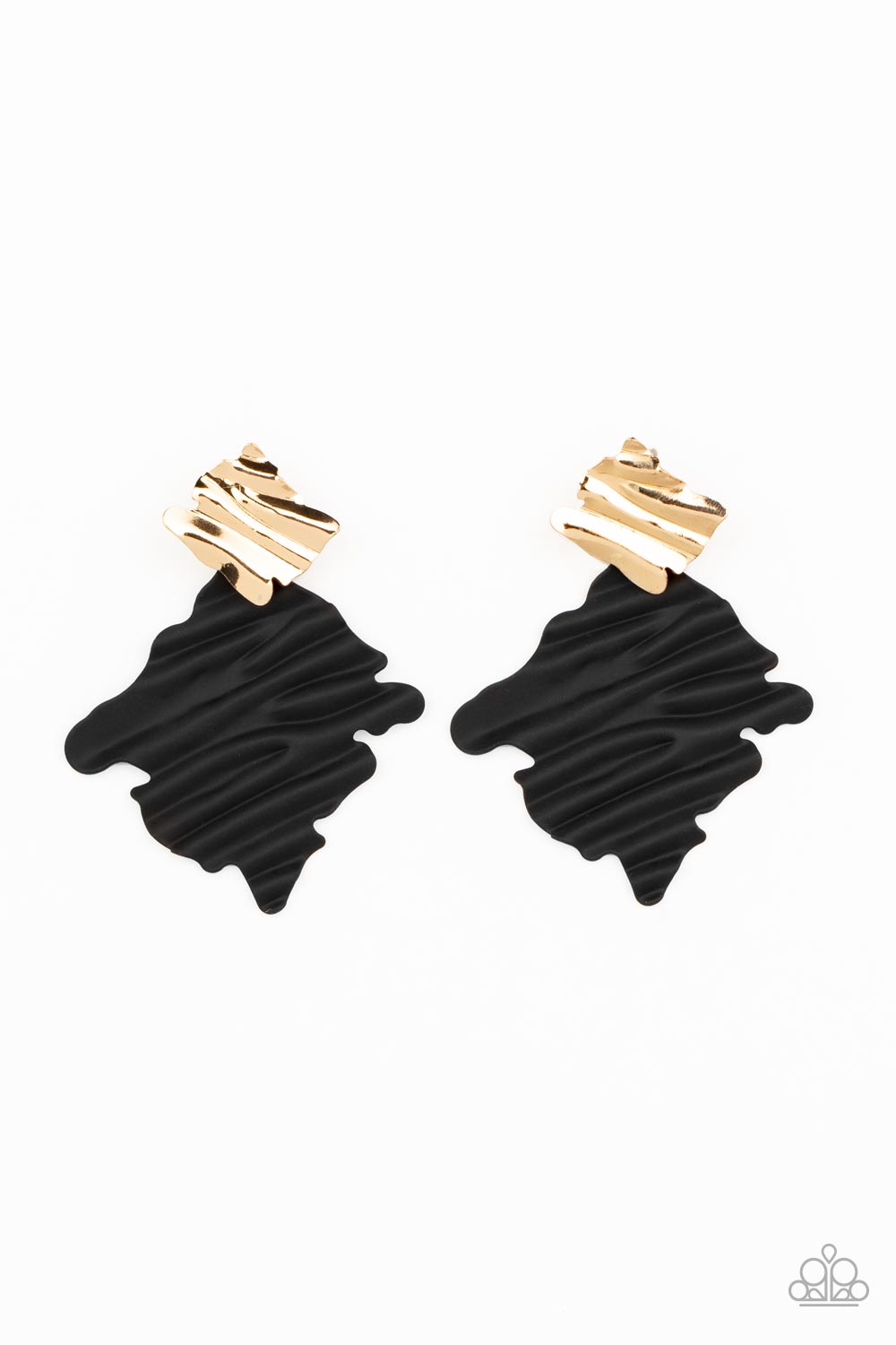 Crimped Couture Gold/Black Earrings (Orange 1947)