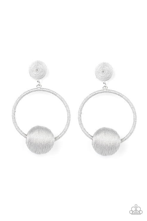 Social Sphere Shimmery Silver Dangling Earrings (Pinky 28)