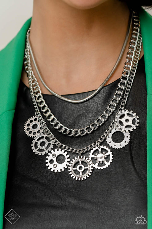 Running Out of STEAMPUNK White Necklace - Fashion Fix (Yellow 1604)