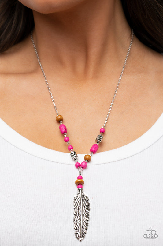 Watch Me Fly Pink Necklace (Yellow 1670)