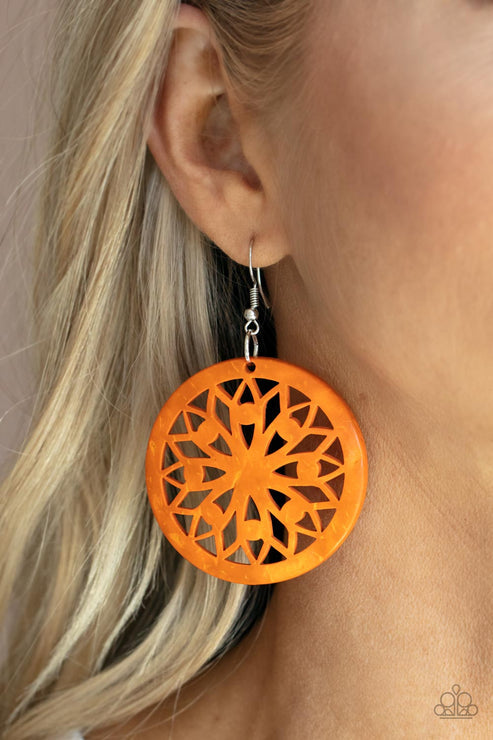 Ocean Canopy Wooden Orange Earrings (Orange 5)