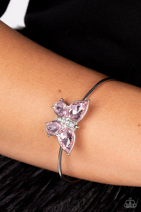 Free-Flying Flutter Pink Necklace & Butterfly Beatitude Bracelet (Hot Pink 10)