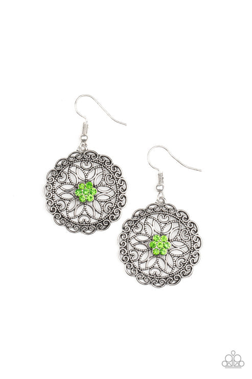 Flower Shop Sparkle Green Earrings (Orange 1062)