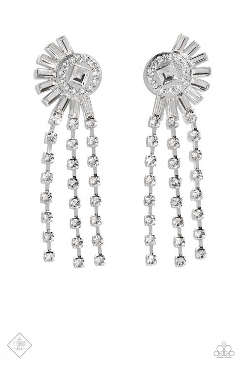 Paparazzi Accessories Torrential Twinkle Silver Earrings (Orange 1272)